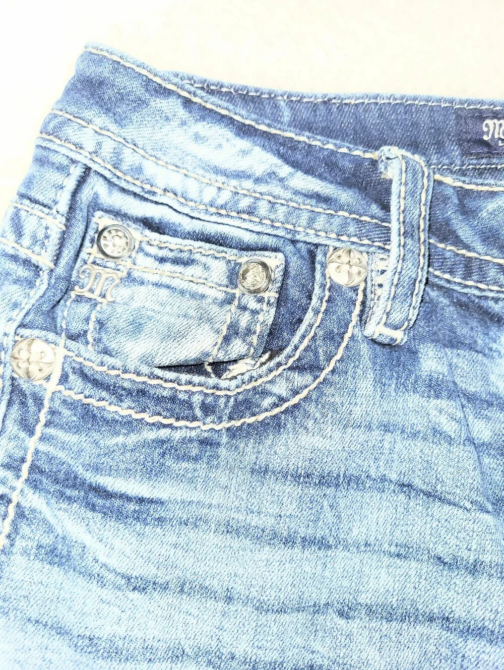 NWOT Miss Me Rare Cowboy Western Theme Premium Denim Jeans Tailor Boot Size 27 - Picture 10 of 16